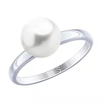 Классическое серебряное кольцо с жемчугом Swarovski 94012686