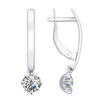 Серьги из серебра с фианитами