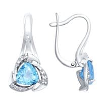 Серьги из серебра с топазами и фианитами