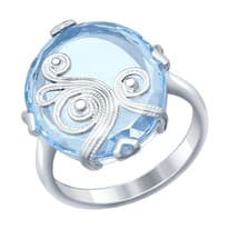 Кольцо из серебра с ситаллом и сканью