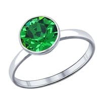 Кольцо из серебра с зелёным кристаллом Swarovski