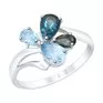 Кольцо из серебра с голубыми и синими топазами 92011824 - превью