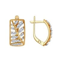 Серьги из золочёного серебра с фианитами