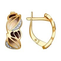 Серьги из золочёного серебра с эмалью с фианитами