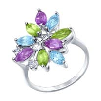 Серебряное кольцо с миксом из камней