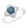 Кольцо из серебра с синим топазом и фианитами 92011728 - превью