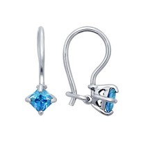 Серьги из серебра с голубыми фианитами
