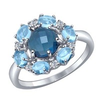 Кольцо из серебра с миксом камней