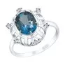 Кольцо из серебра с синим топазом и фианитами 92011781 - превью