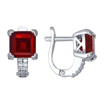Серьги из серебра с гранатами и фианитами