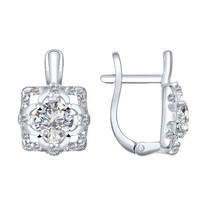 Серьги из серебра с фианитами