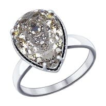 Кольцо из серебра с чёрным кристаллом Swarovski