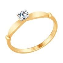 Кольцо из золочёного серебра со Swarovski Zirconia