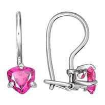 Серьги из серебра с розовыми фианитами