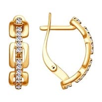 Серьги из золочёного серебра с фианитами