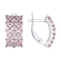 Серьги из серебра с розовыми фианитами