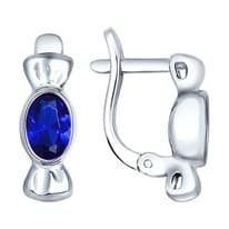 Серьги из серебра с синими фианитами