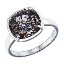 Кольцо из серебра с чёрным кристаллом Swarovski
