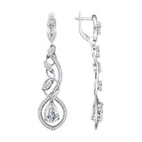 Серьги длинные из серебра с фианитами