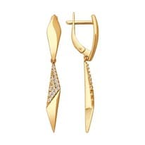 Серьги из золочёного серебра с фианитами