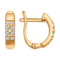 Серьги из золочёного серебра с фианитами