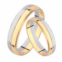 Парные свадебные кольца из классического и белого золота 585 пробы округлой формы