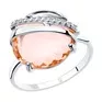 Кольцо из серебра с розовым ситаллом и фианитами 92011832 - превью