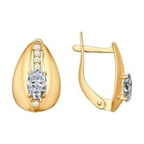 Серьги из золочёного серебра с фианитами