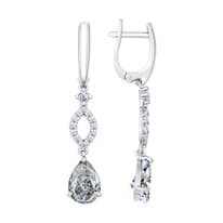 Серьги длинные из серебра с фианитами