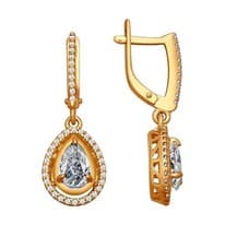 Серьги из золочёного серебра с фианитами