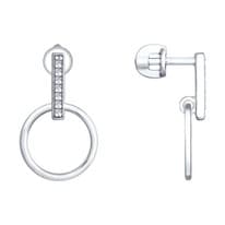 Серьги из серебра с фианитами