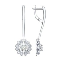 Серьги из серебра с горным хрусталем и фианитами
