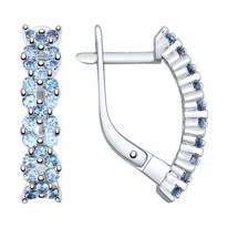 Серьги из серебра с голубыми фианитами