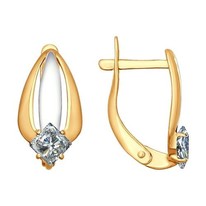 Серьги из золочёного серебра с фианитами