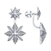 Серьги из серебра с фианитами