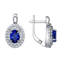 Серьги из серебра с синими фианитами