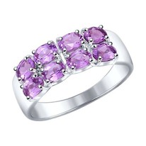 Кольцо из серебра с аметистами
