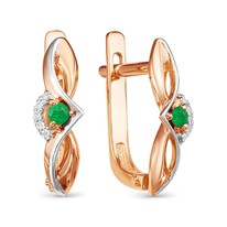 Серьги из красного золота с изумрудом V23921510400