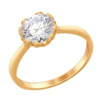 Кольцо из золочёного серебра со Swarovski Zirconia