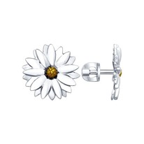 Серьги в виде ромашки из серебра