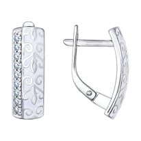 Серьги из серебра с эмалью с фианитами