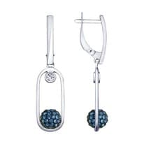 Серьги из серебра с кристаллами Swarovski и фианитами