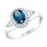 Кольцо из серебра с синим топазом и фианитами 92011545 - превью