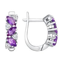 Серьги из серебра с аметистами и фианитами