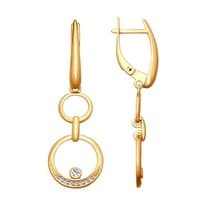 Серьги из золочёного серебра с фианитами