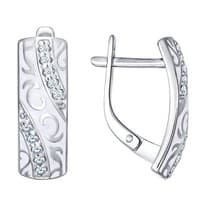 Серьги из серебра с эмалью с фианитами