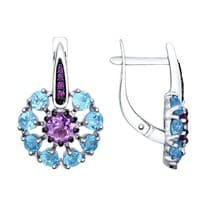 Серьги из серебра с миксом камней