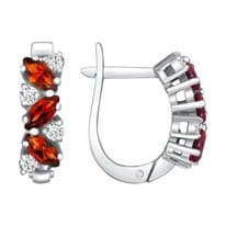 Серьги из серебра с гранатами и фианитами