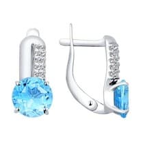 Серьги из серебра с топазами и фианитами