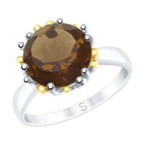 Серебряное кольцо с золочением и раухтопазом
